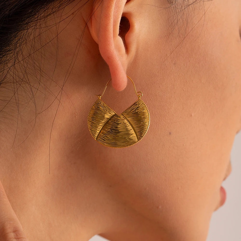 Crescent Moon Hoop Earrings - Demifine 18KT Gold Plated