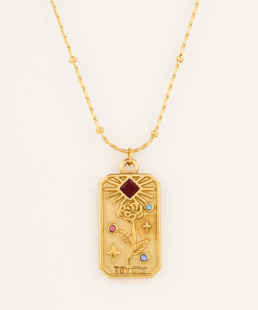 Constellation Lovers Stone Studded Pendant Chain - Demifine 18KT Gold Plated
