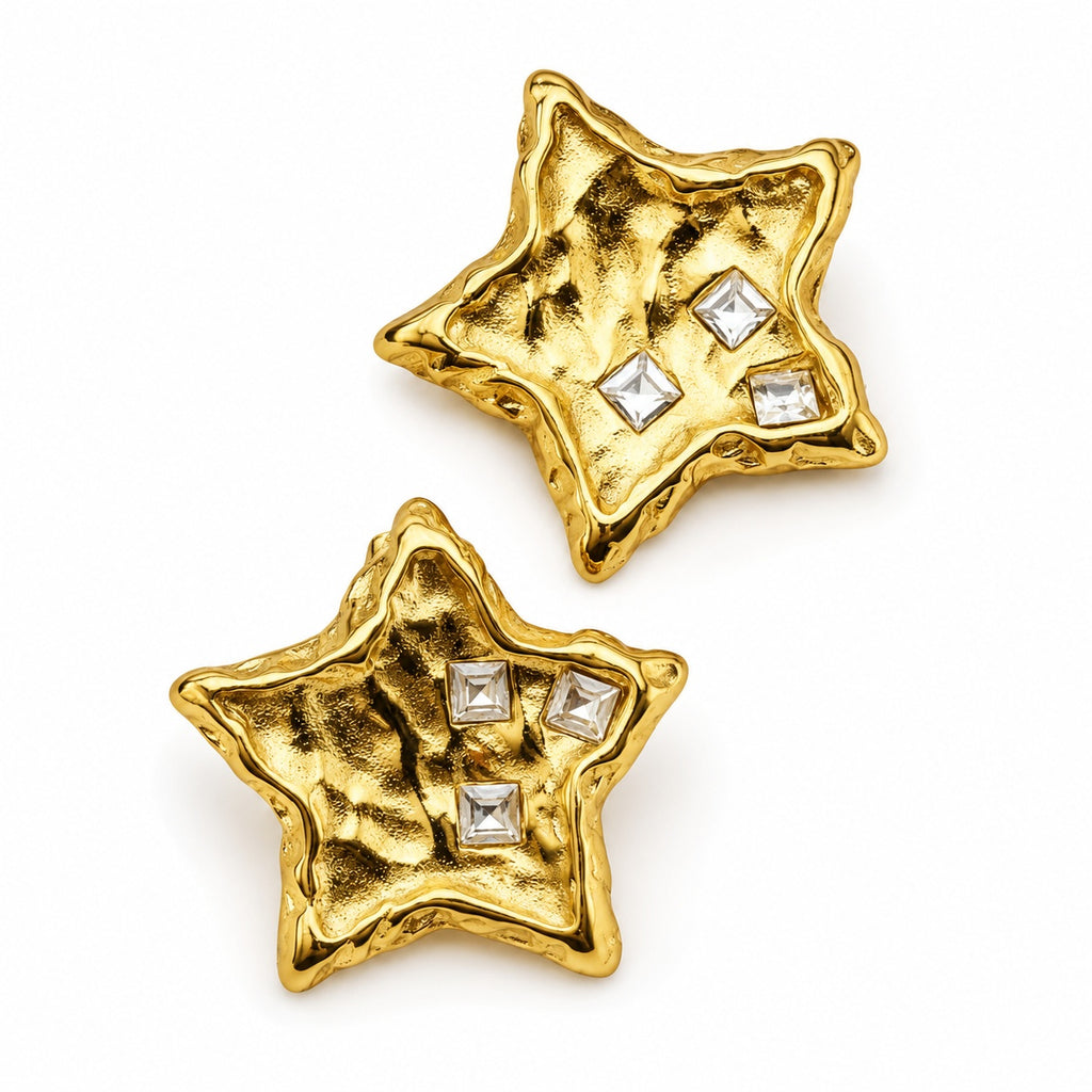 18KT Gold Plated Demifine Celestial Star Stud Earring