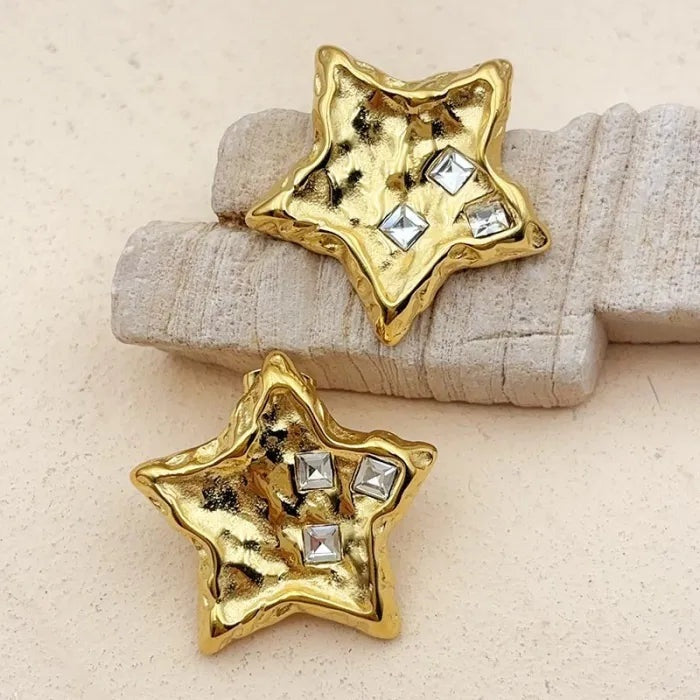 18KT Gold Plated Demifine Celestial Star Stud Earring