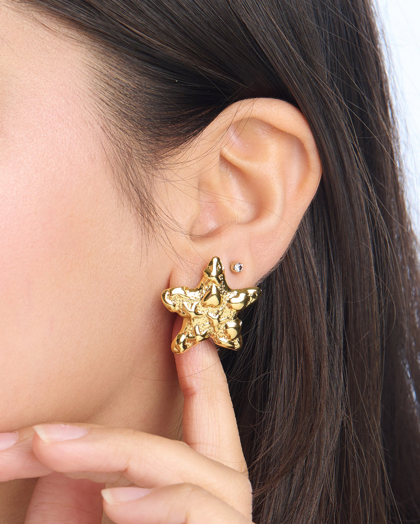 Showstopper Star Stud Earrings -18KT Gold Plated