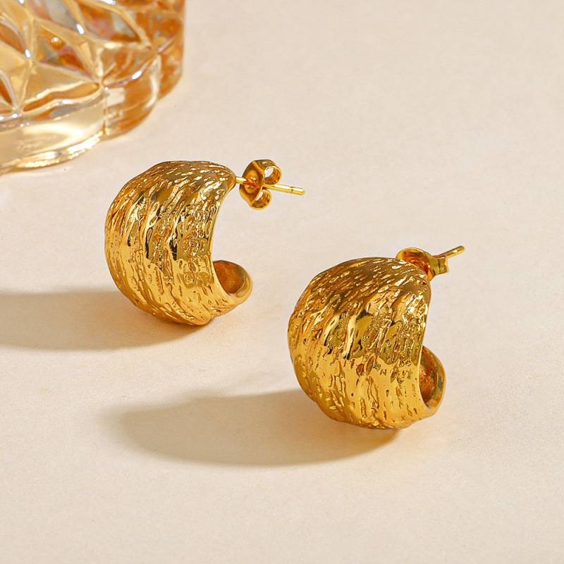Chunky Semi Hoop Earrings - Demifine 18KT Gold Plated