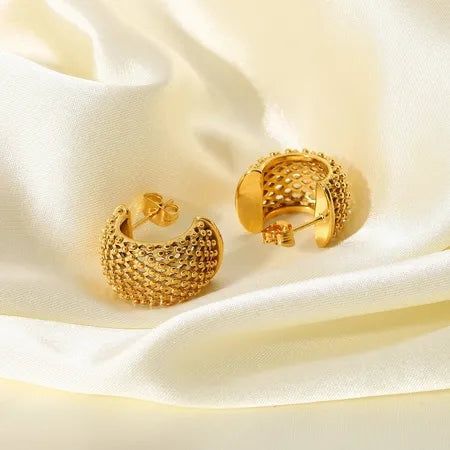 Hammered Gold Plated Antitarnish Hoop Earring