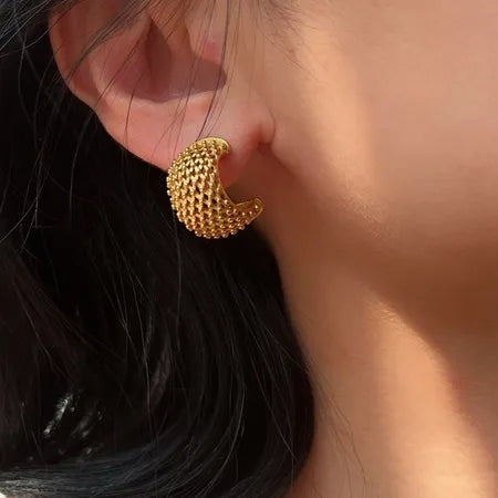 Hammered Gold Plated Antitarnish Hoop Earring