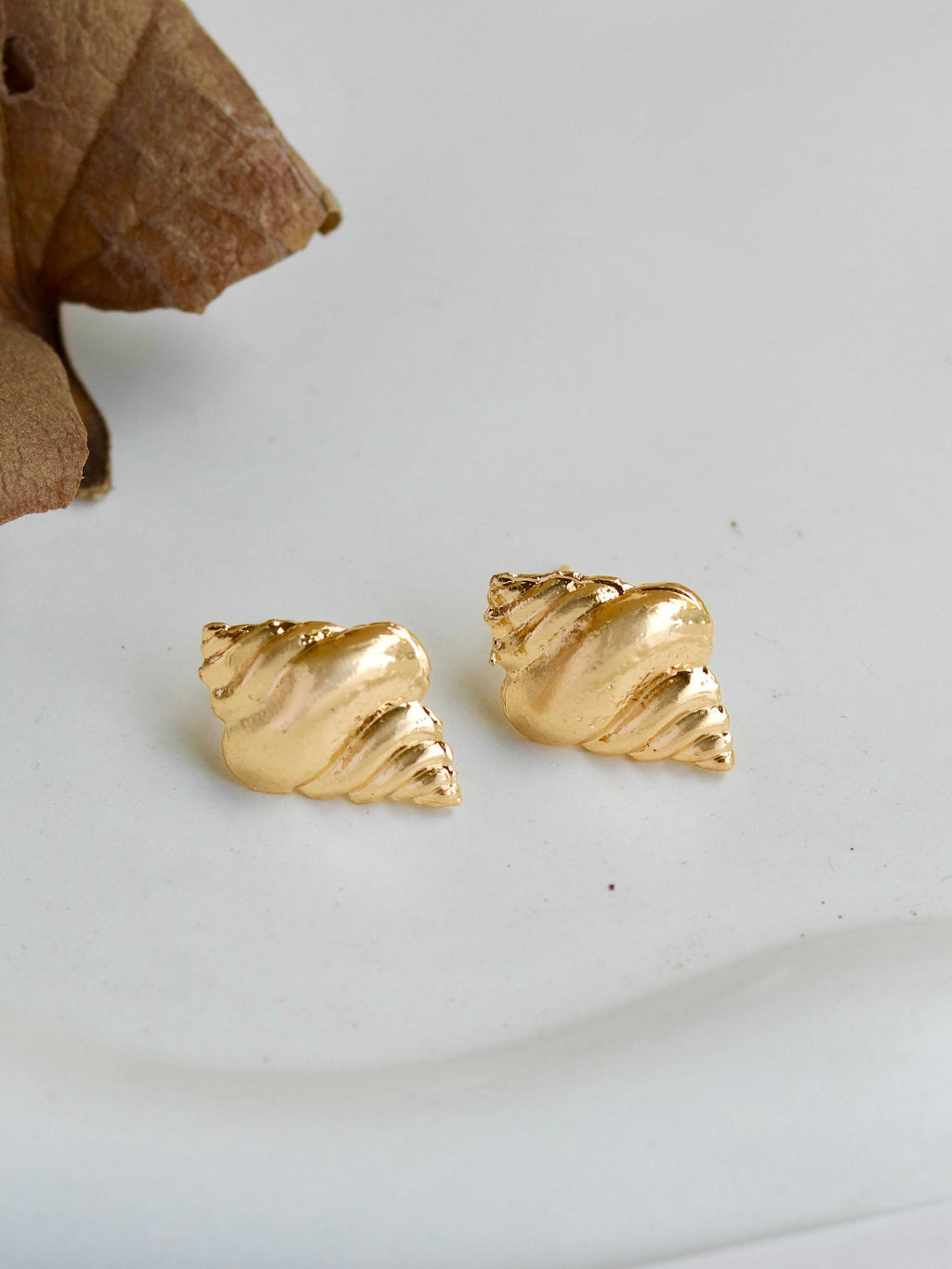 Textured Croissant Statement Earrings - Demifine 18KT Gold Plated