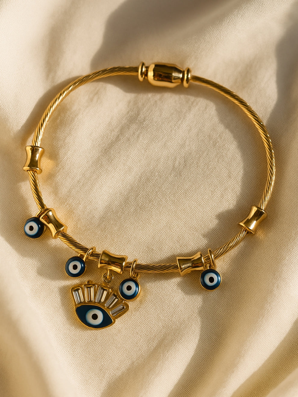 Evil Eye Protection Cuff Bracelet - Demifine 18KT Gold Plated