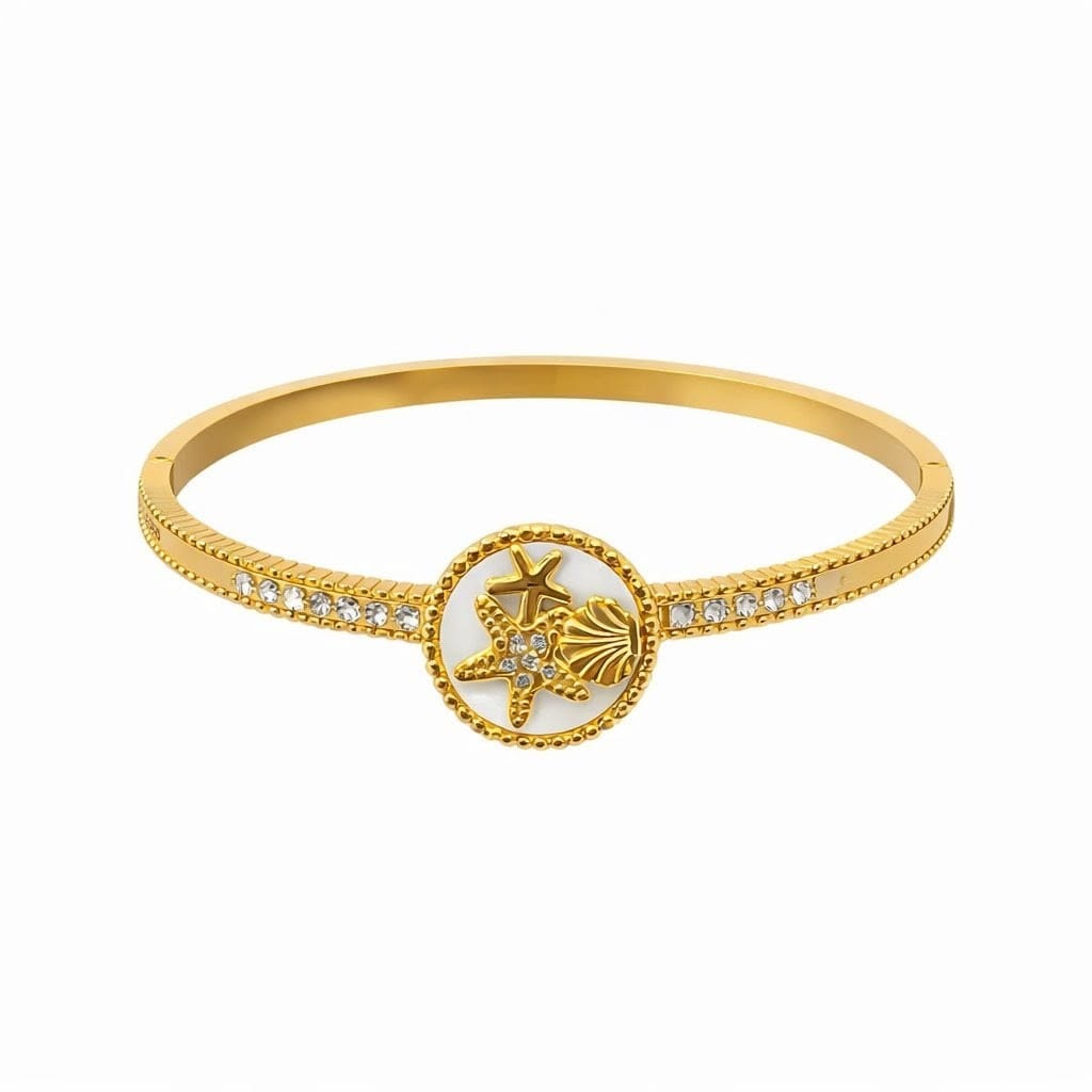 Coastal Radiance Cuff Bracelet - Demifine 18KT Gold Plated