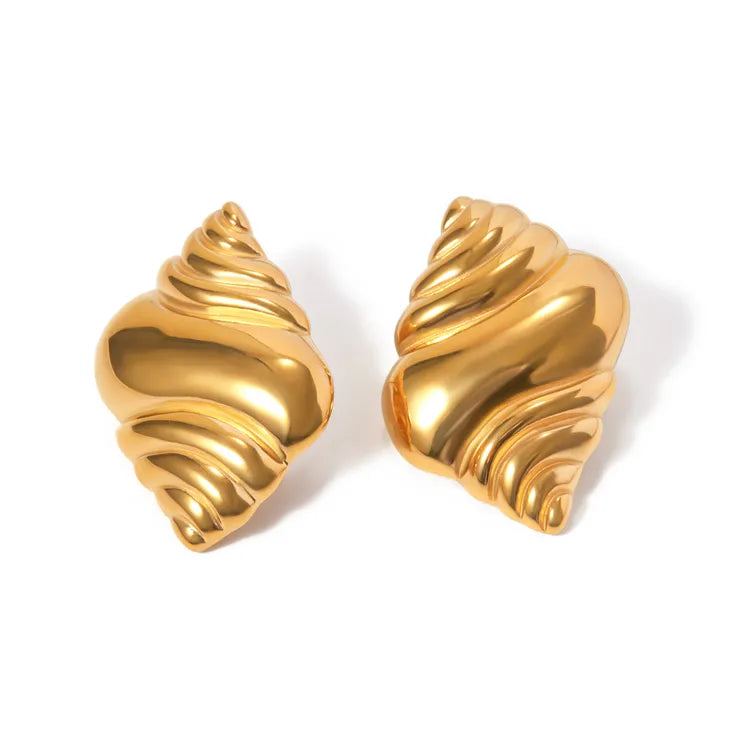 Textured Croissant Statement Earring - Demifine 18KT Gold Plated