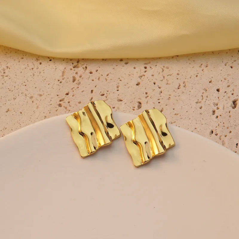 Irregular Square stud Earring- Demifine 18KT Gold Plated