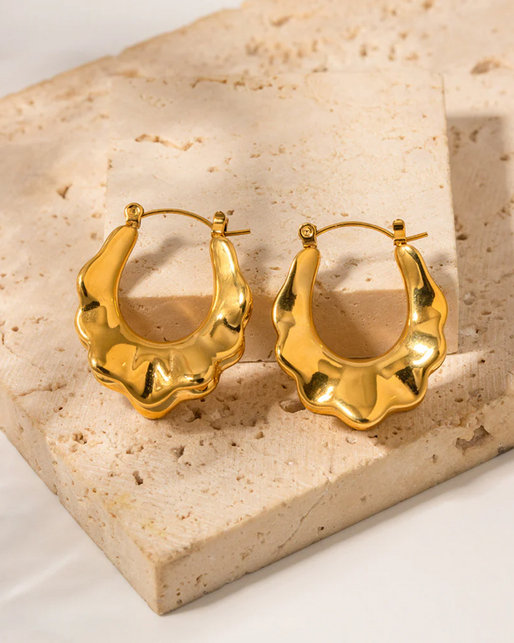 Hammered Gold Plated Antitarnish Hoop Earring