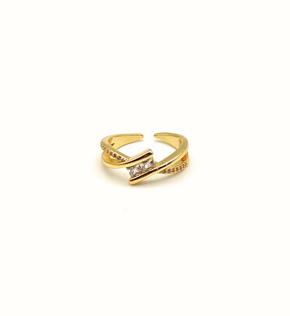 Vintage Classic Diamond Studded Ring- Demifine 18KT Gold Plated