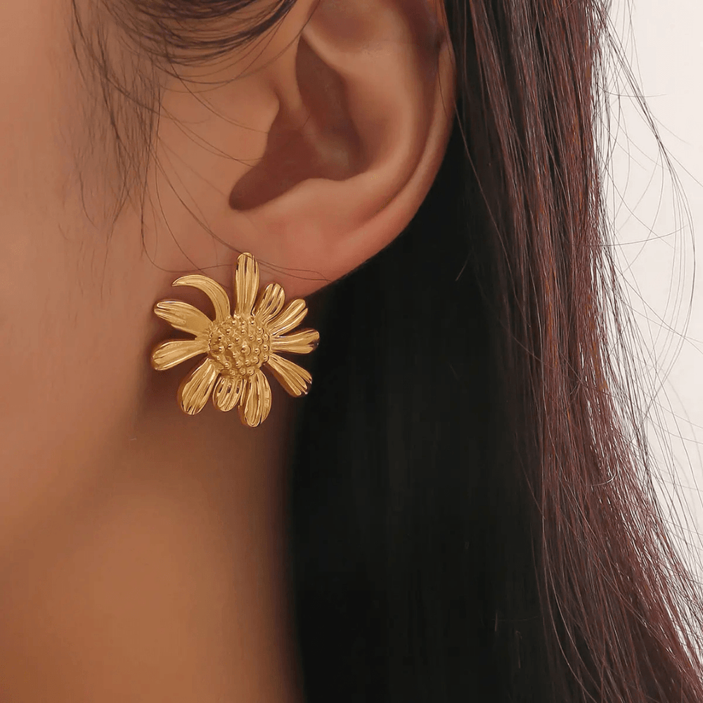 Sunflower Statement Earring - Demifine 18KT Gold Plated