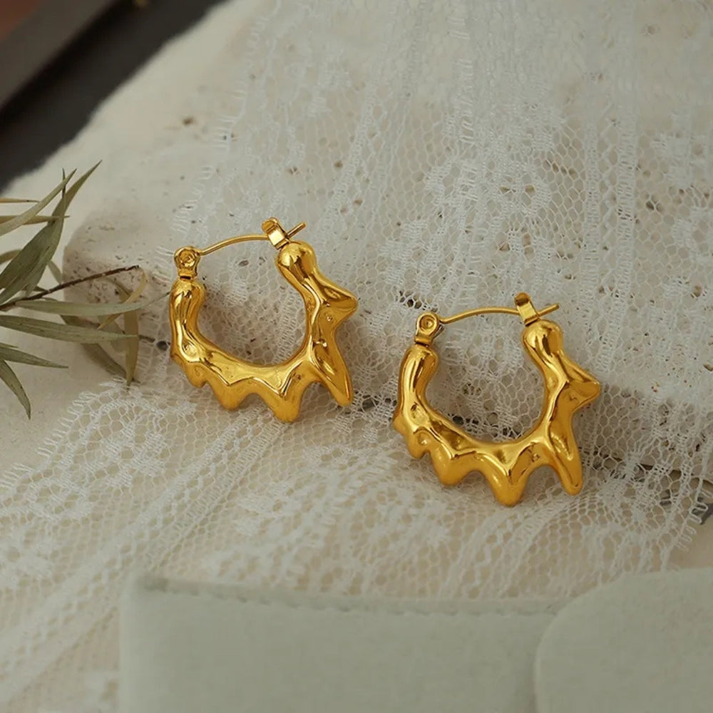 Mini Melting hoop Earring - Demifine 18KT Gold Plated