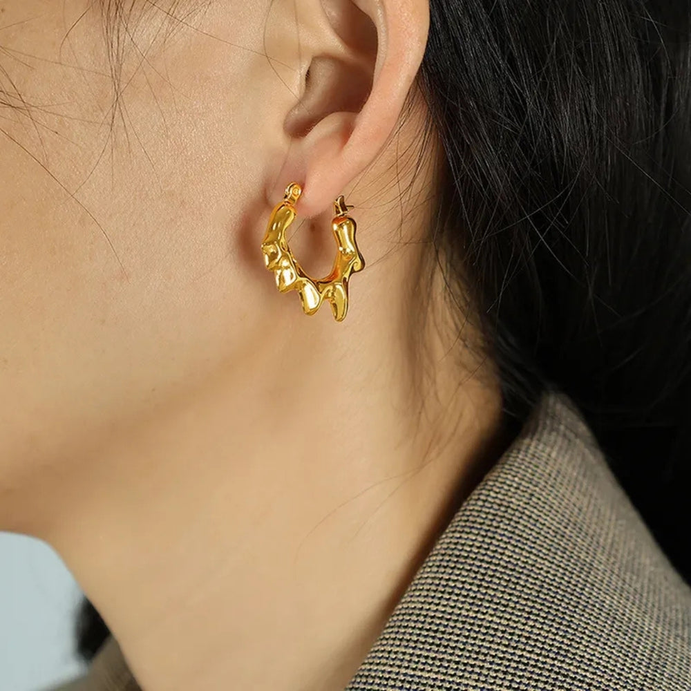 Mini Melting hoop Earring - Demifine 18KT Gold Plated