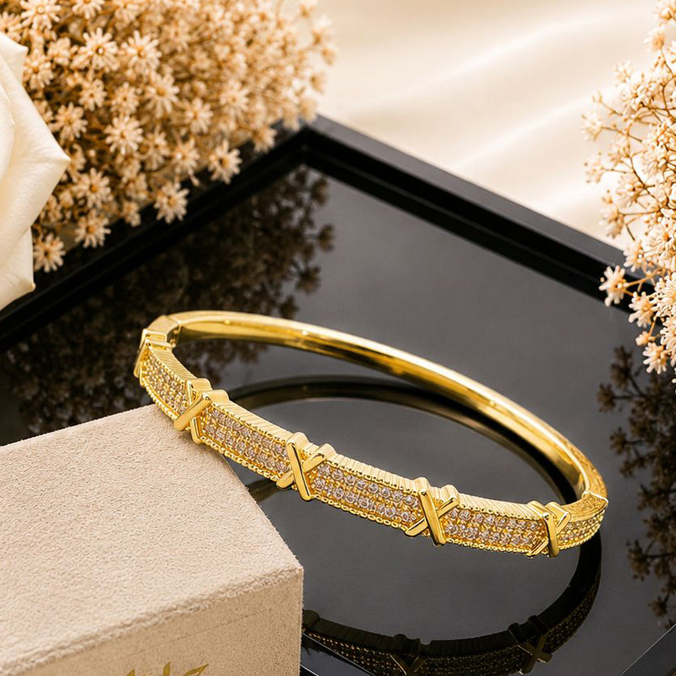 Infinity Crossover Cuff Bracelet -18KT Gold Plated