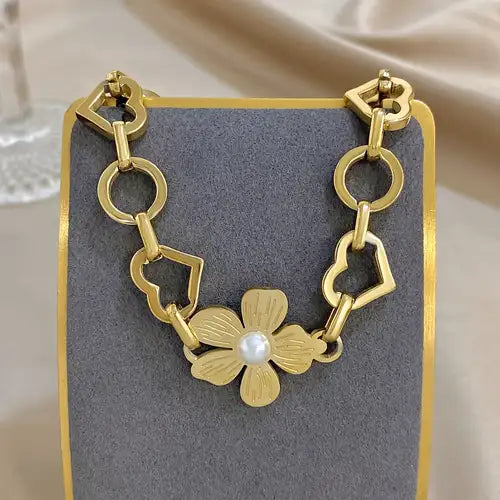 Forever in Bloom Love Link Chain Bracelet - Demifine 18KT Gold Plated