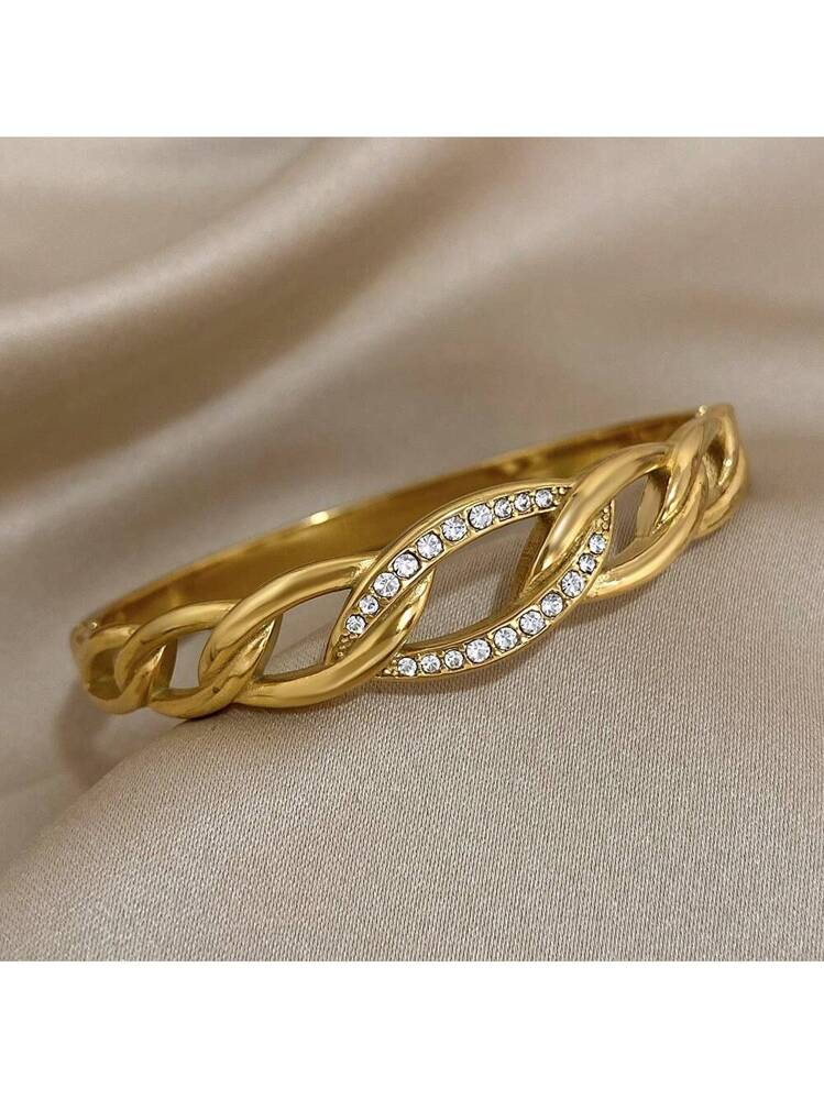 Forever Linked Zirconia Cuff Bracelet - Demifine 18KT Gold Plated