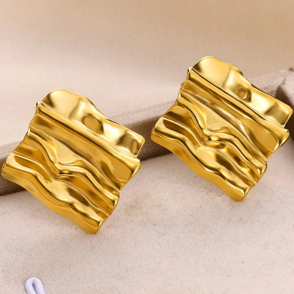 Irregular Square stud Earring- Demifine 18KT Gold Plated
