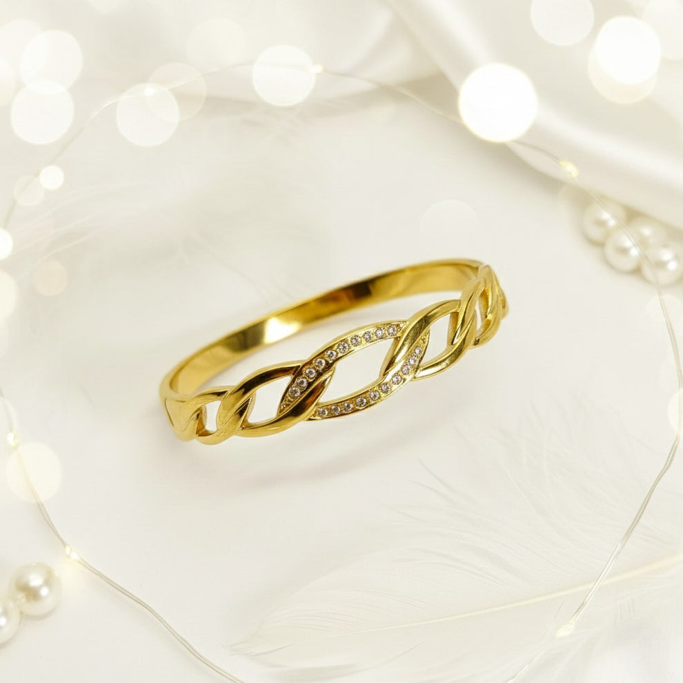 Forever Linked Zirconia Cuff Bracelet - Demifine 18KT Gold Plated