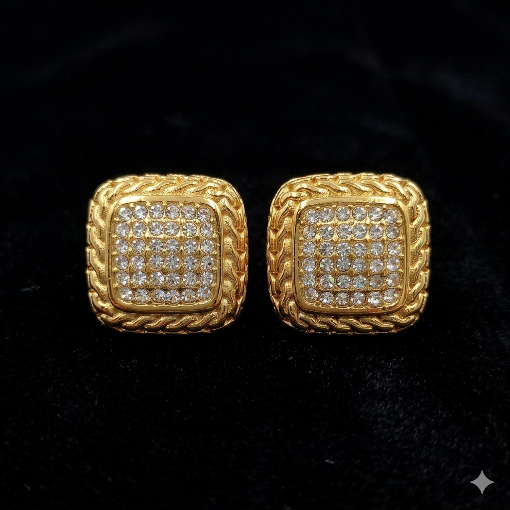 Alina Zirconia Studded Earring - 18 KT Gold Plated