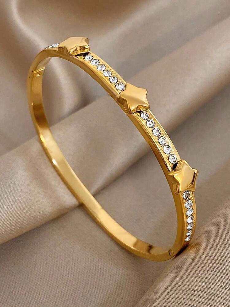 Stellar Star Pave Cuff Bracelet – 18KT Gold Plated