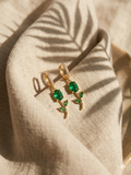 Emerald Tulip Drop Earrings -18 KT Gold Plated