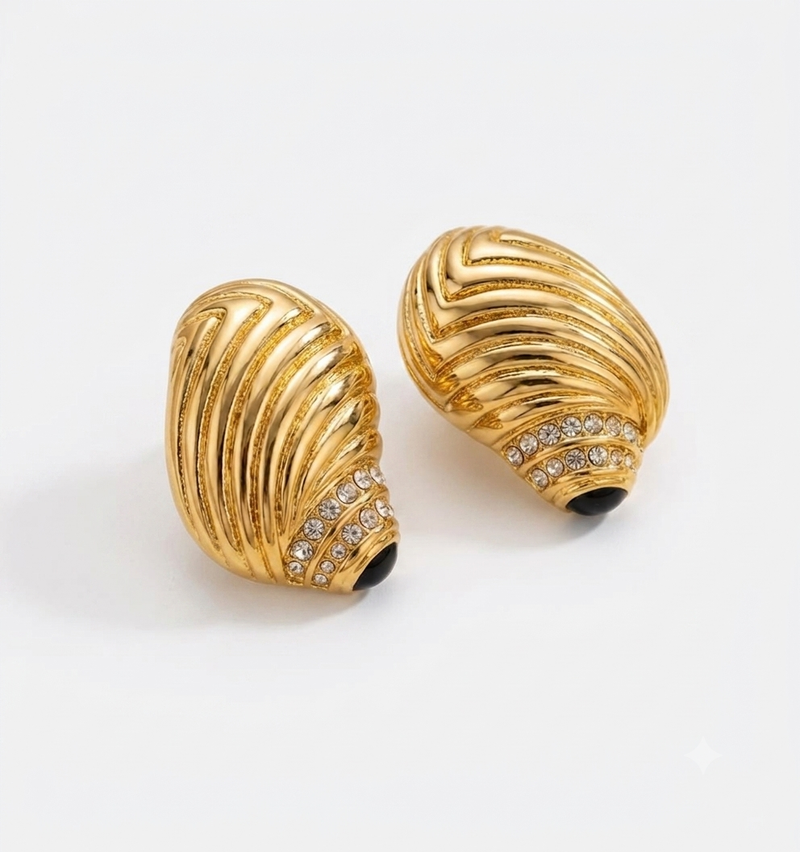 The Nautilus Pavé Earrings -18KT Gold Plated