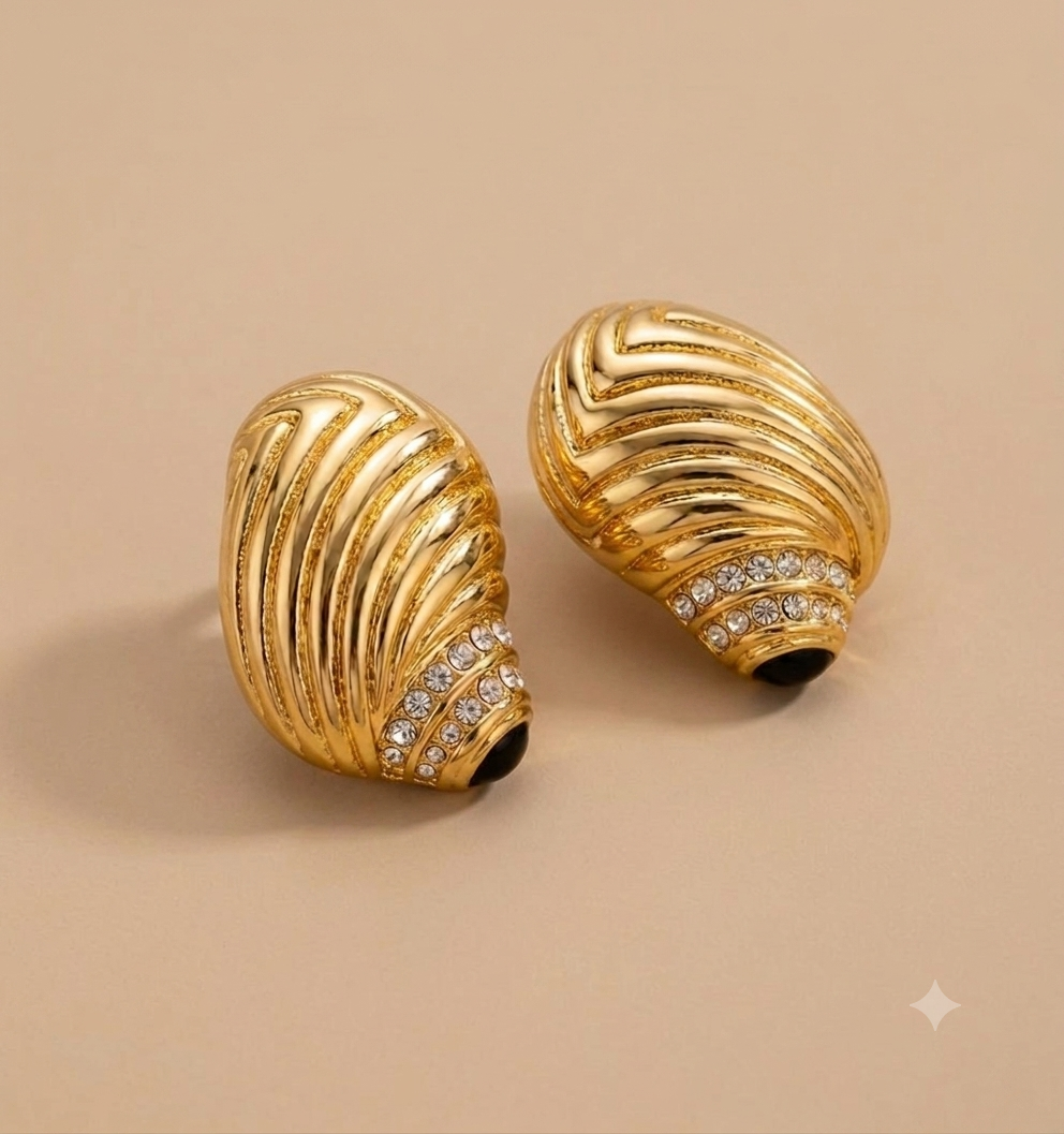 The Nautilus Pavé Earrings -18KT Gold Plated