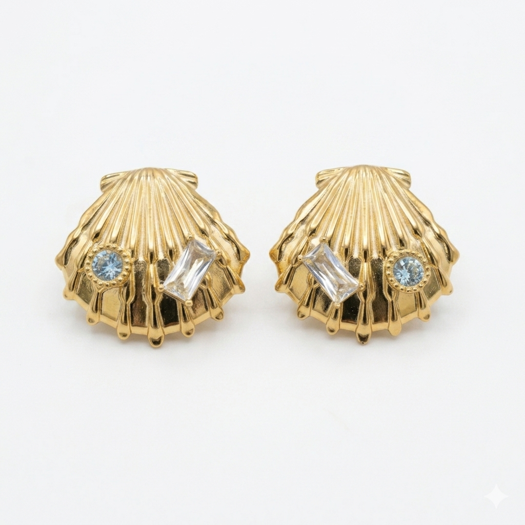 Beach Girl Stud Earrings - 18KT Gold Plated