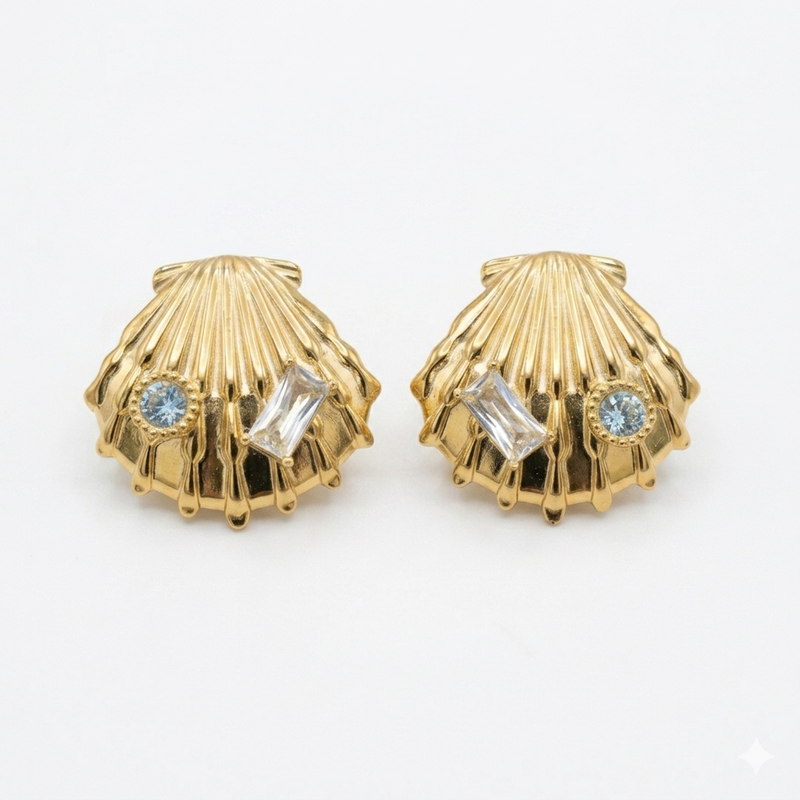 Beach Girl Stud Earrings - 18KT Gold Plated