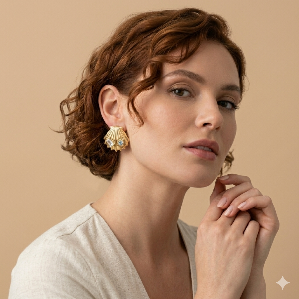 Beach Girl Stud Earrings - 18KT Gold Plated