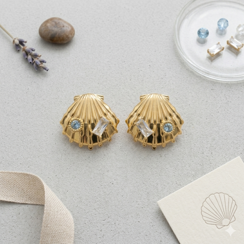 Beach Girl Stud Earrings - 18KT Gold Plated