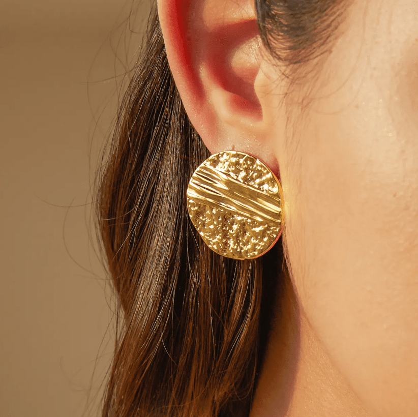 Clara Textured Stud Earrings - 18KT Gold Plated