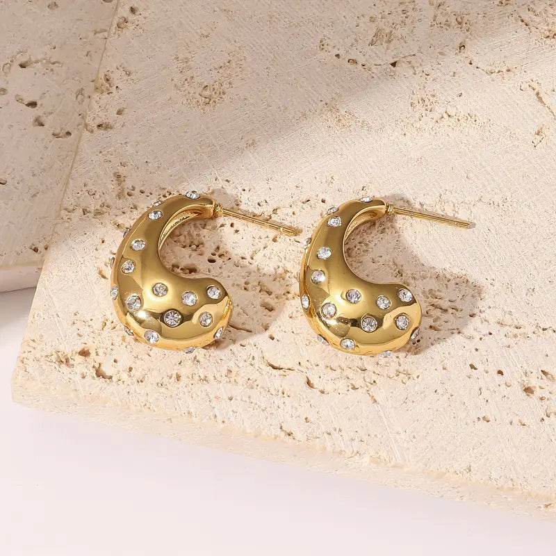 Teardrop Stud Earrings -18KT Gold Plated