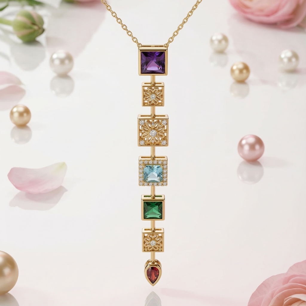 Sacred Chakra Gemstone Statement Pendant - Demifine 18KT Gold Plated