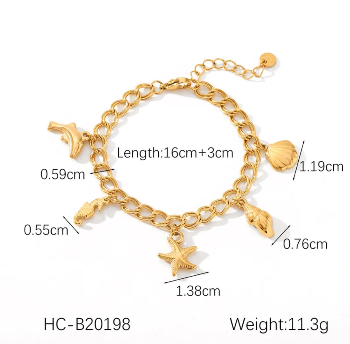 Water Baby Charms Bracelet -18KT Gold Plated