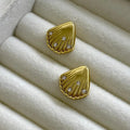 Zirconia Studded Shell Earring - Demifine 18KT Gold Plated
