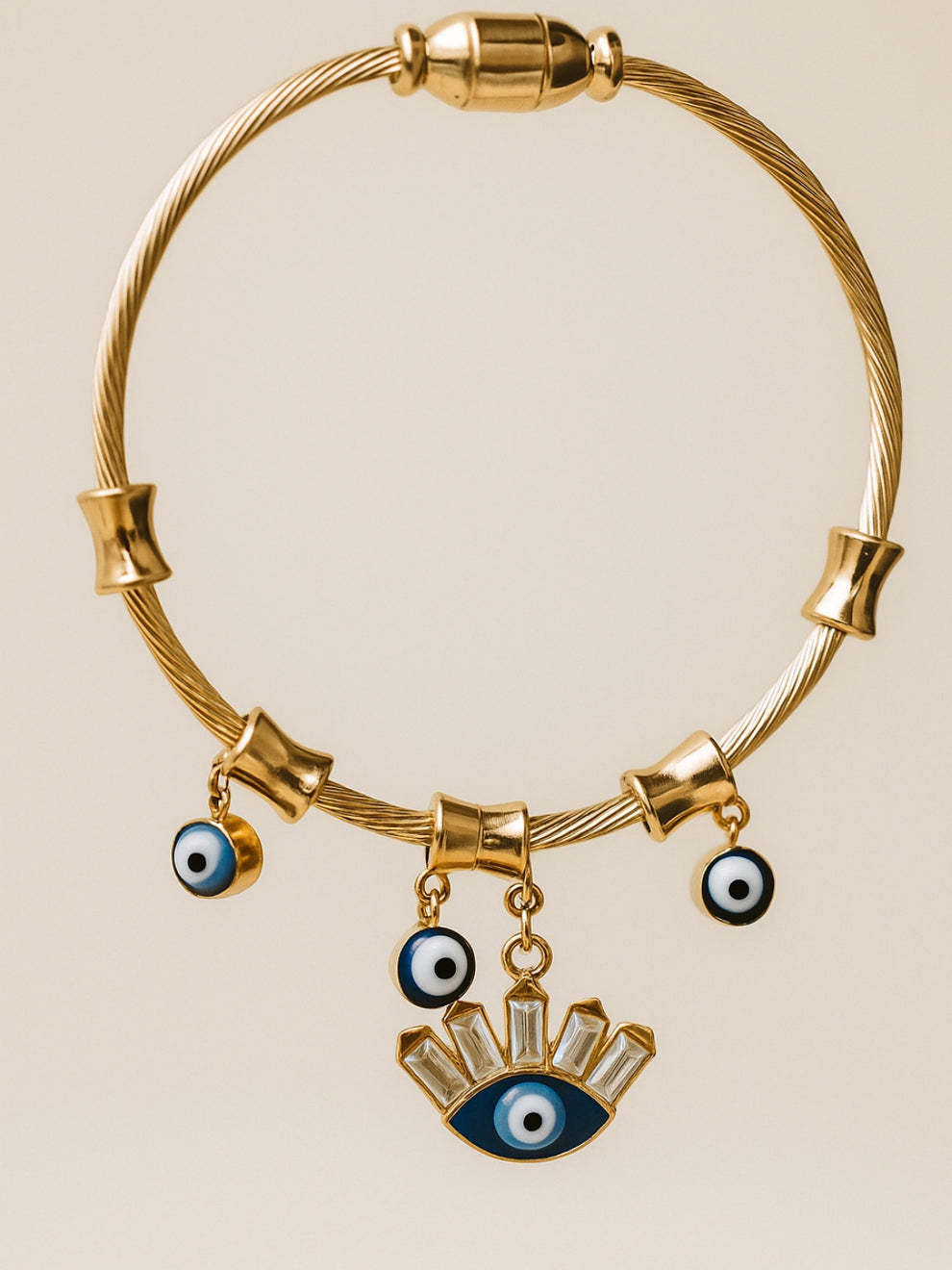 Evil Eye Protection Cuff Bracelet - Demifine 18KT Gold Plated