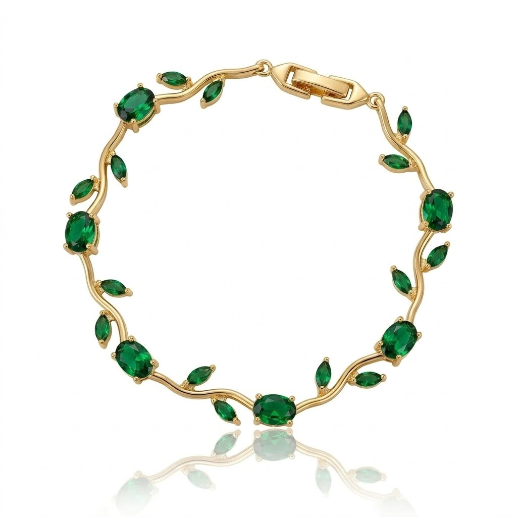 Emerald Tulip Bracelet -18KT Gold Plated