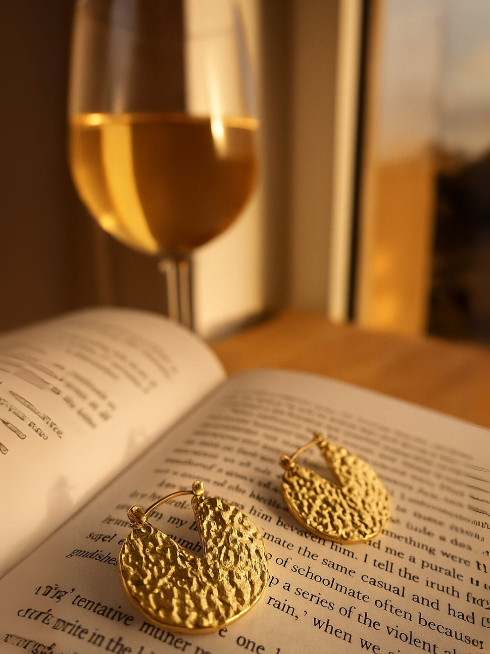 Textured Round Hoop Earrings - Demifine 18KT Gold Plated