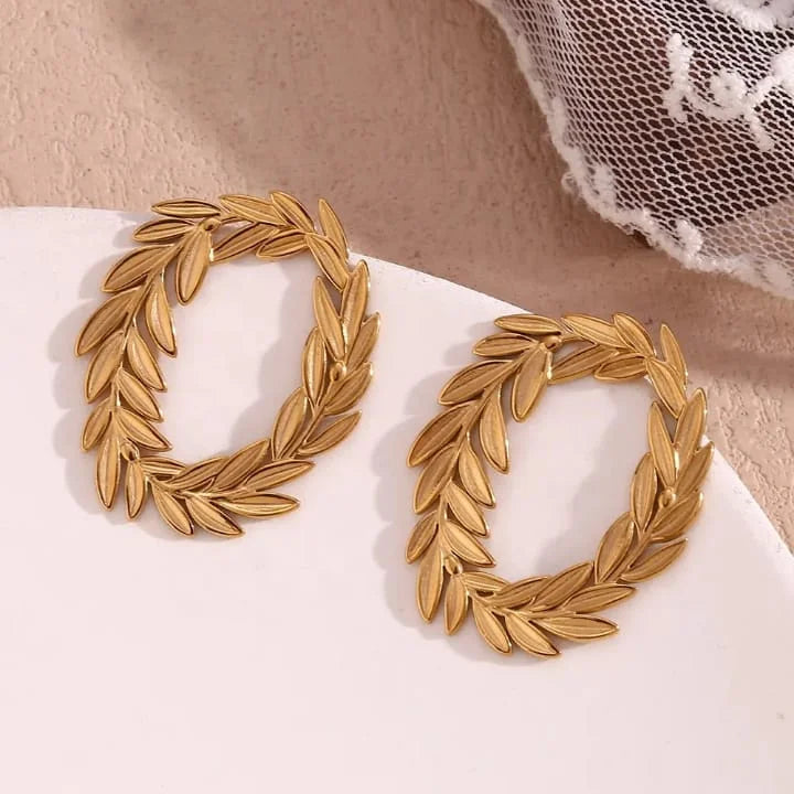 Leaf Stud Earrings - Demifine 18KT Gold Plated