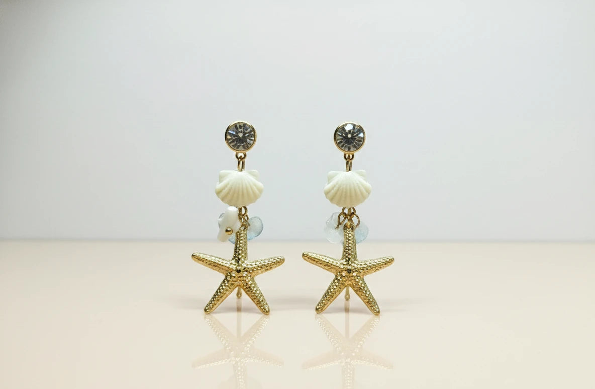 Beach O Please Drop Earrings -18KT Gold Plated