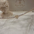 Cubic Zirconia Studded Ray of Heart Tennis Bracelet - Demifine 18KT Gold Plated
