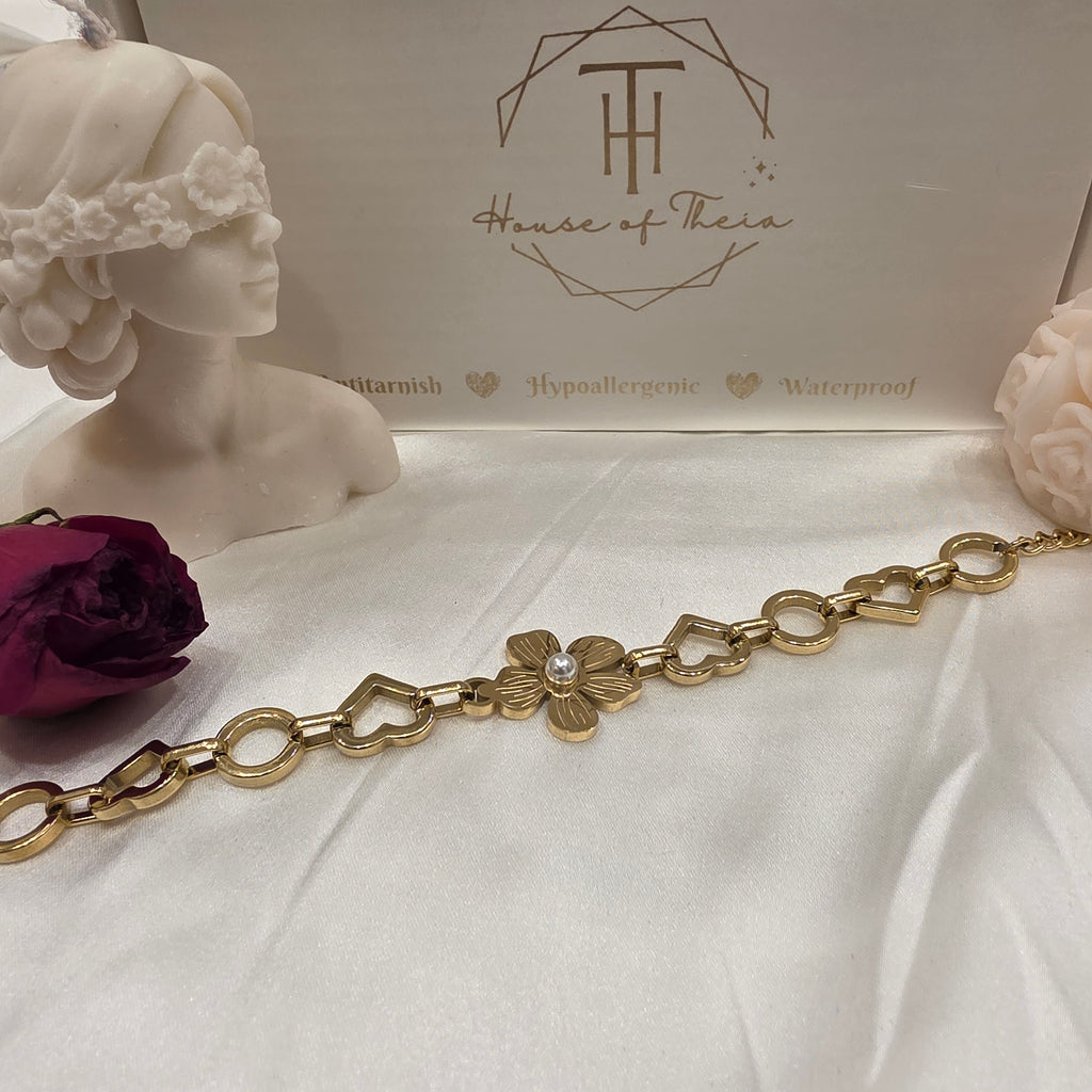Forever in Bloom Love Link Chain Bracelet - Demifine 18KT Gold Plated