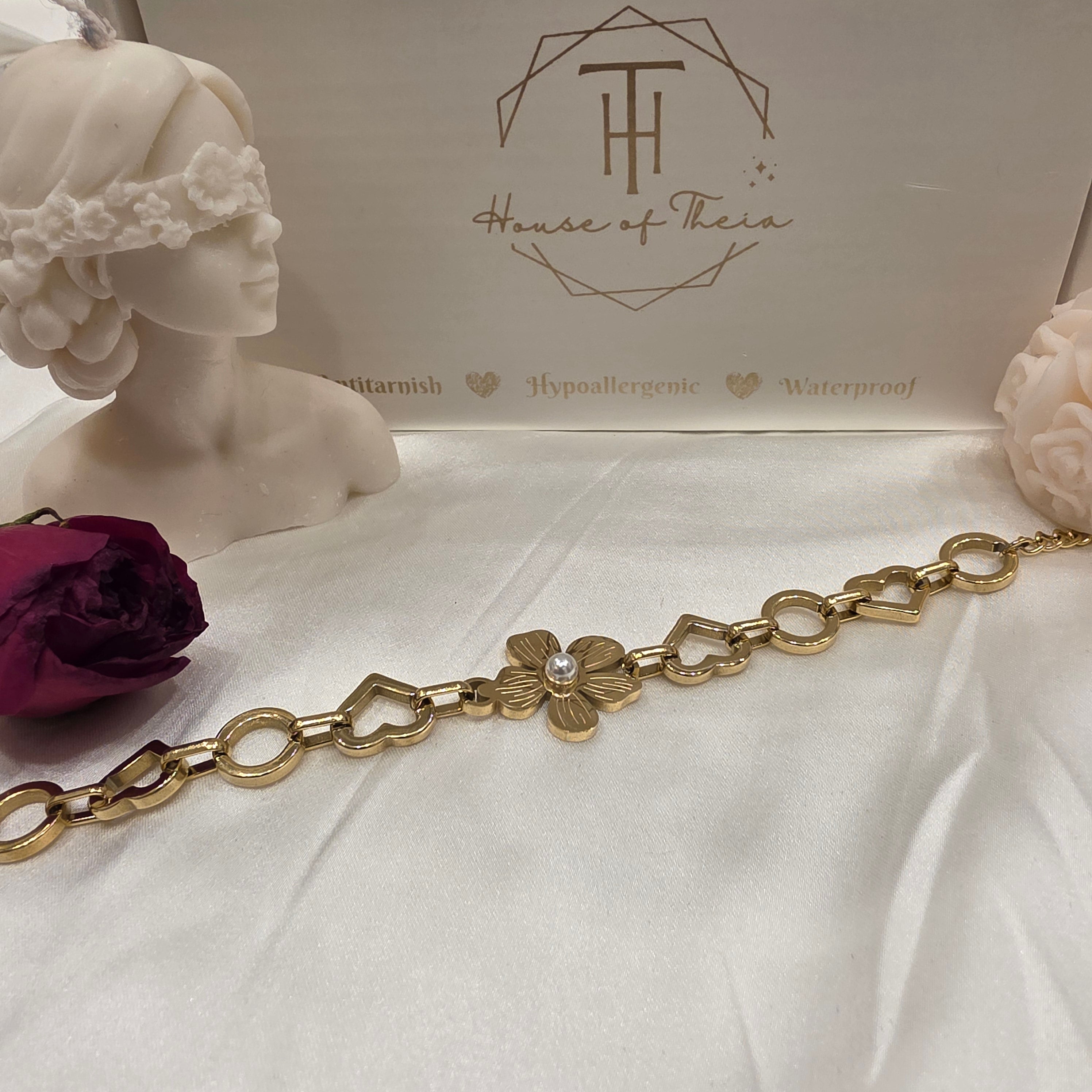 Forever in Bloom Love Link Chain Bracelet - Demifine 18KT Gold Plated