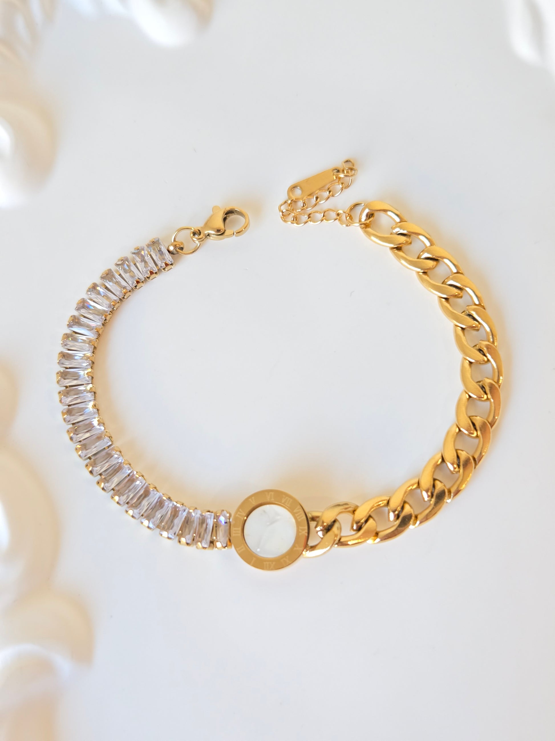 Romanian Charm Cubic Zirconia Tennis Bracelet - Demifine 18KT Gold Plated