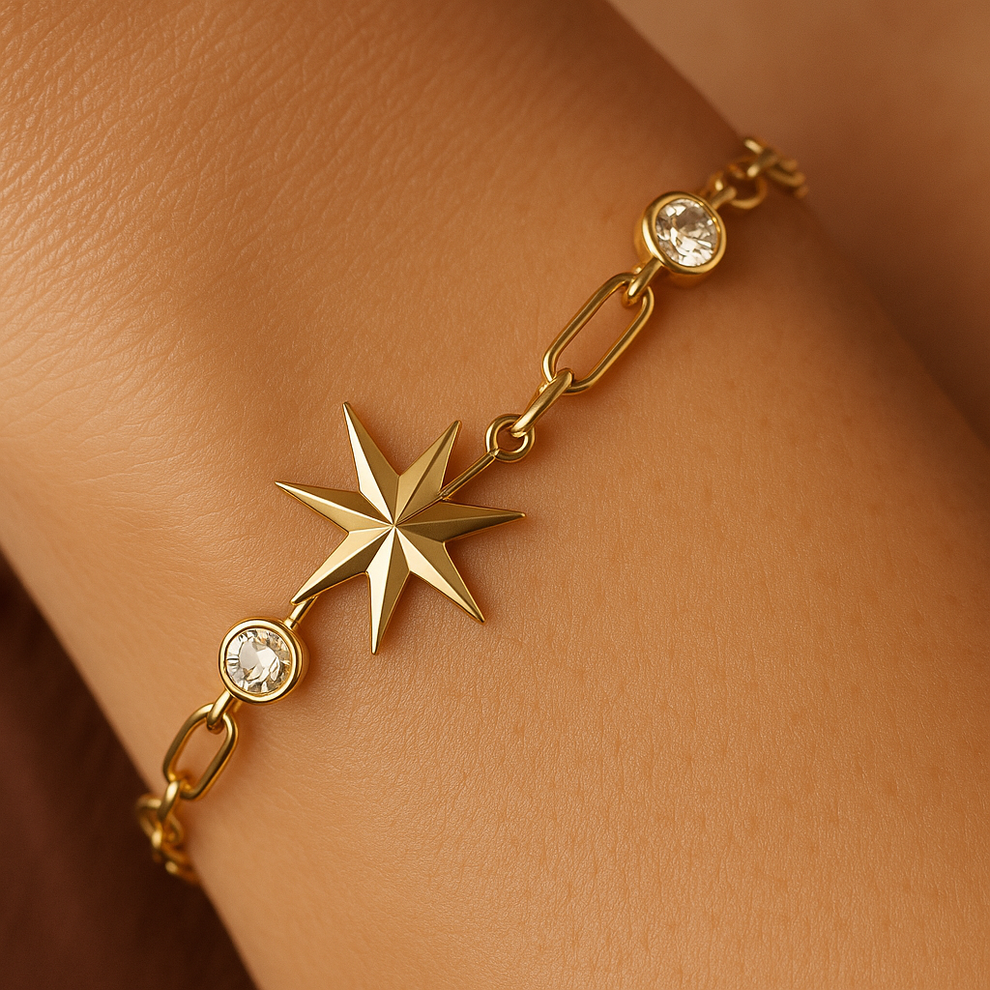 North Star Charm Bracelet - Demifine 18KT Gold Plated