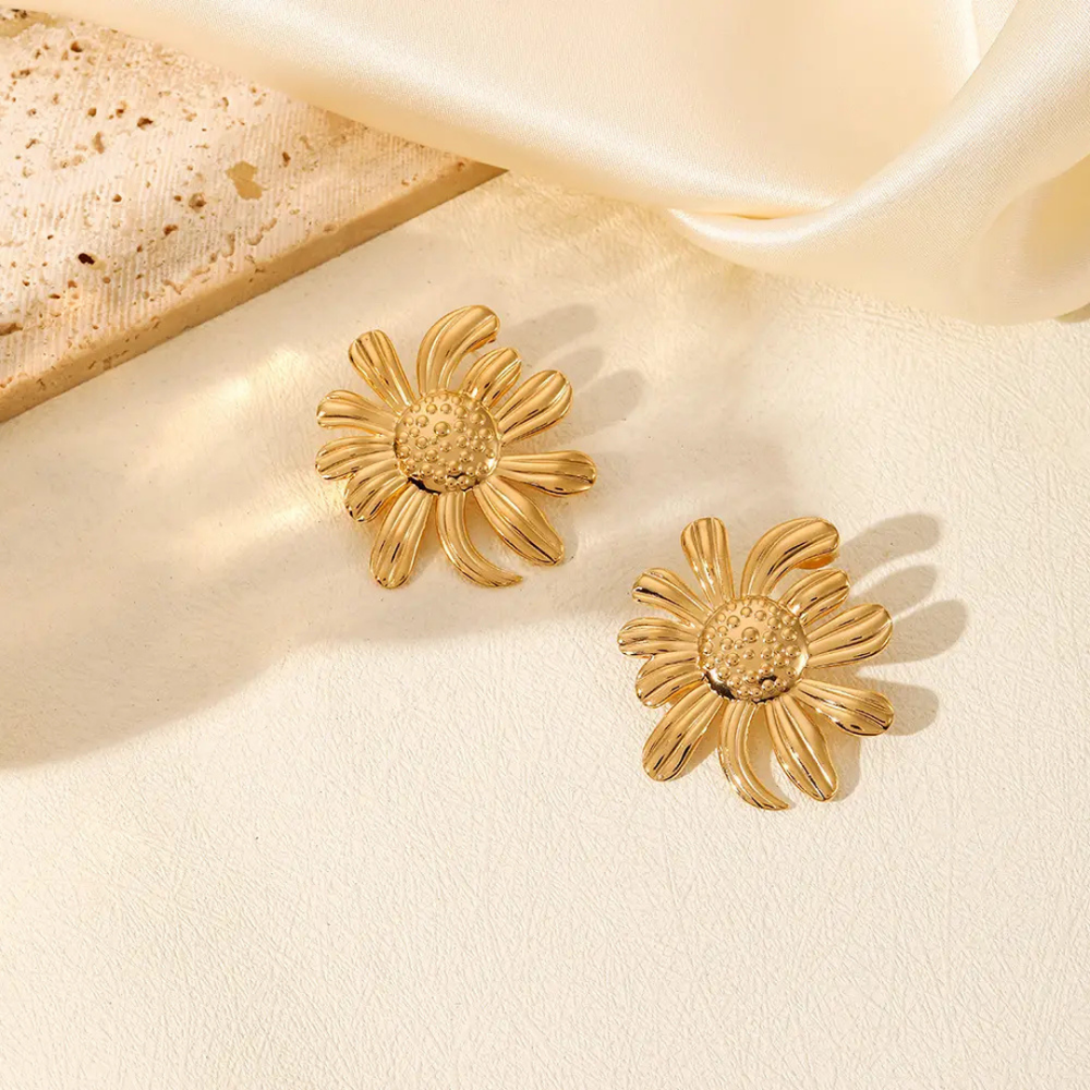 Sunflower Statement Earring - Demifine 18KT Gold Plated