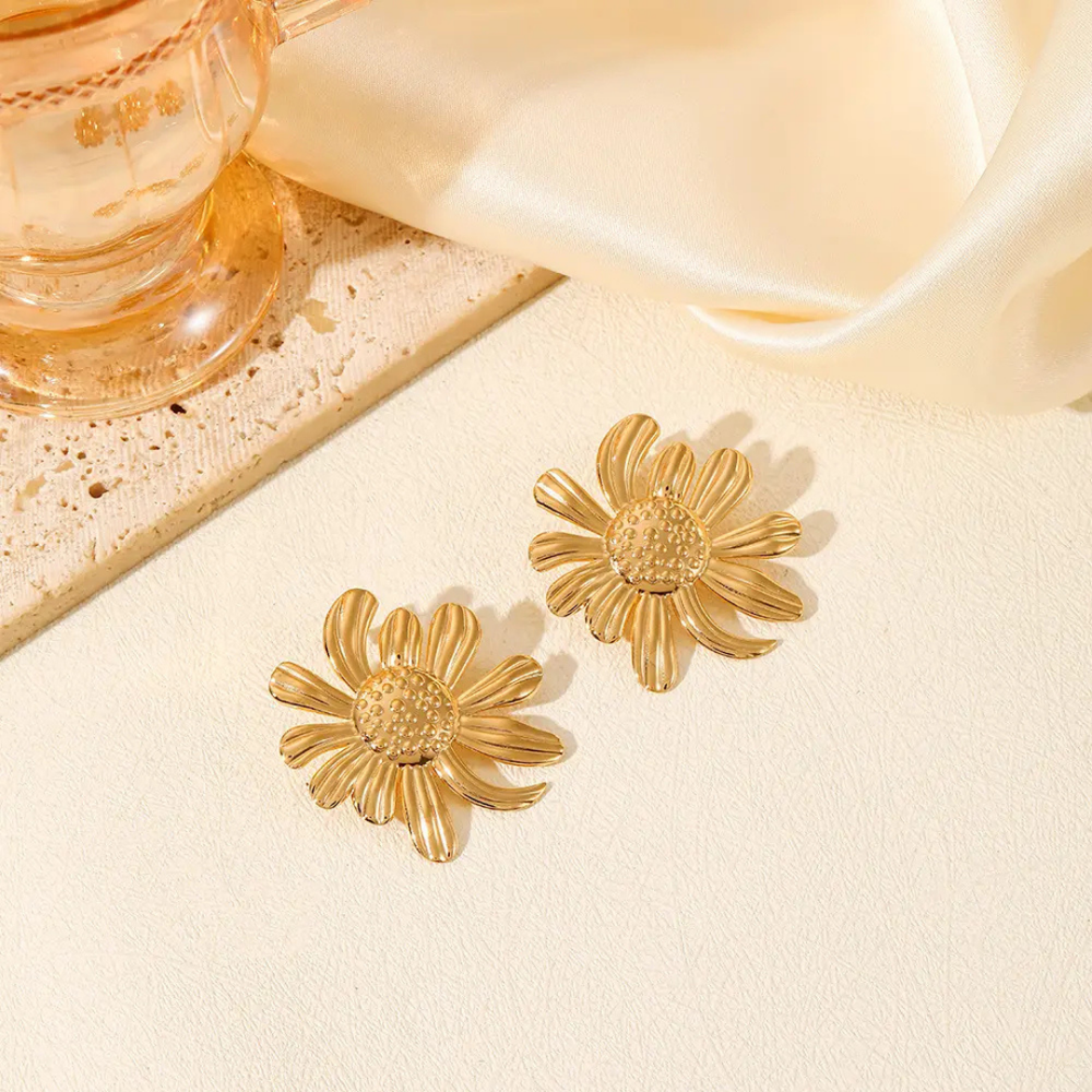 Sunflower Statement Earring - Demifine 18KT Gold Plated