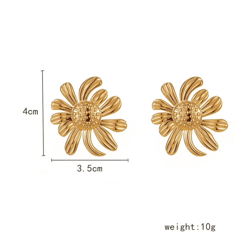Sunflower Statement Earring - Demifine 18KT Gold Plated